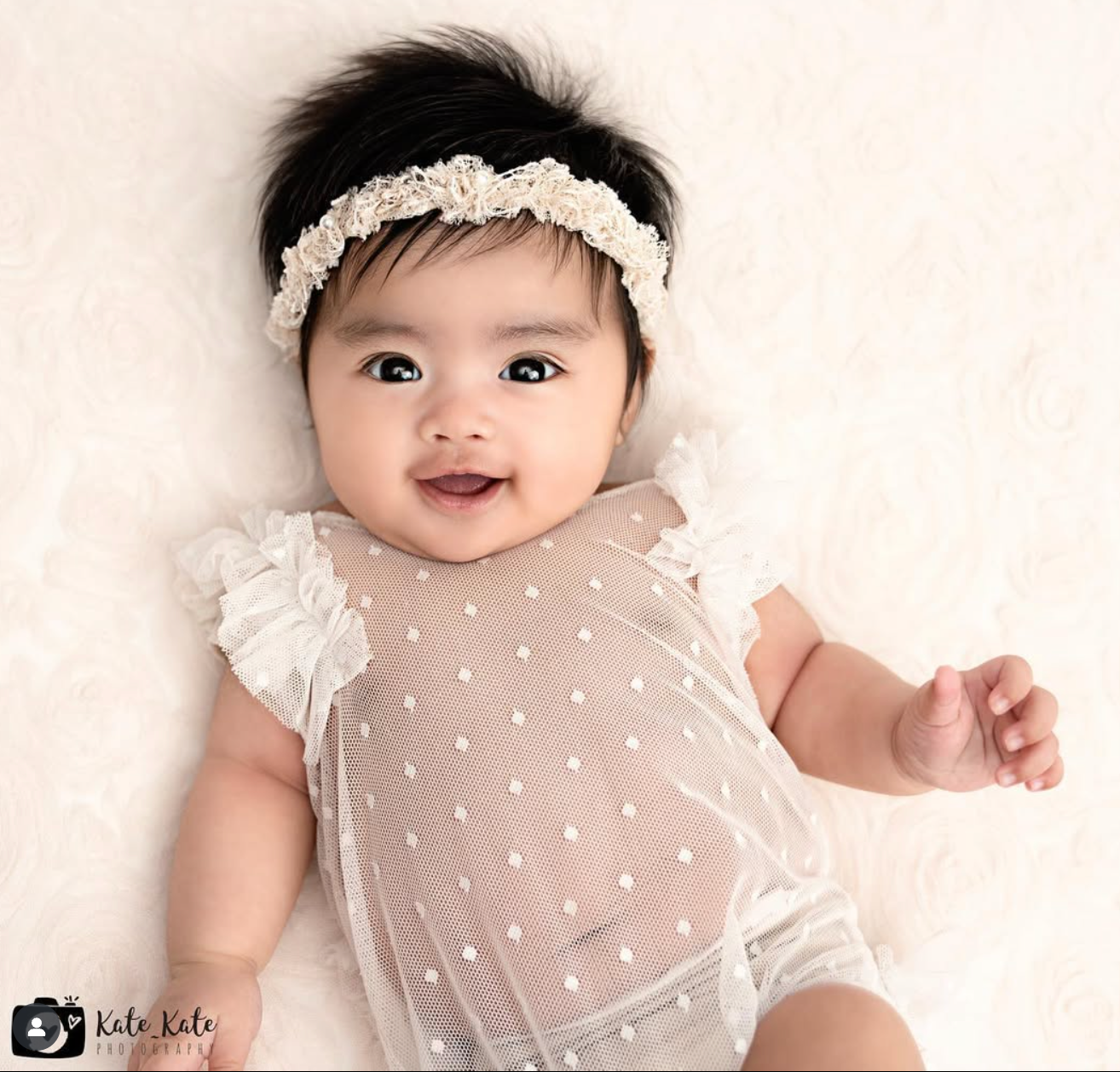Ruffled Mesh Romper Set with Matching Bonnet (Color White)