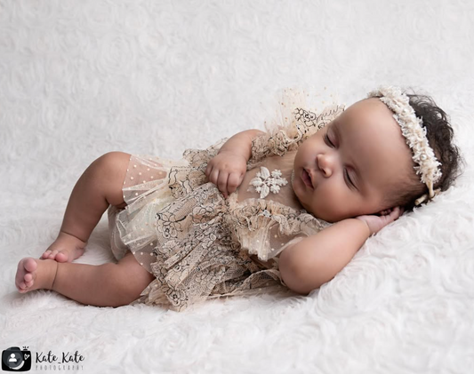 Vintage Lace Romper + Matching Headband Set [by Mia Joy]