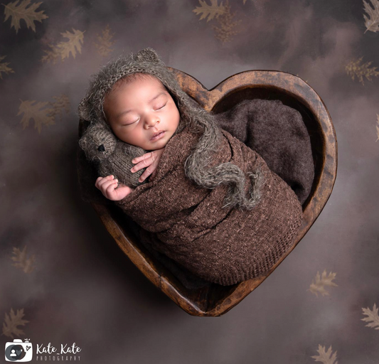 Cozy Fall Brown Set: Cotton Wrap + Felted Wool Layer