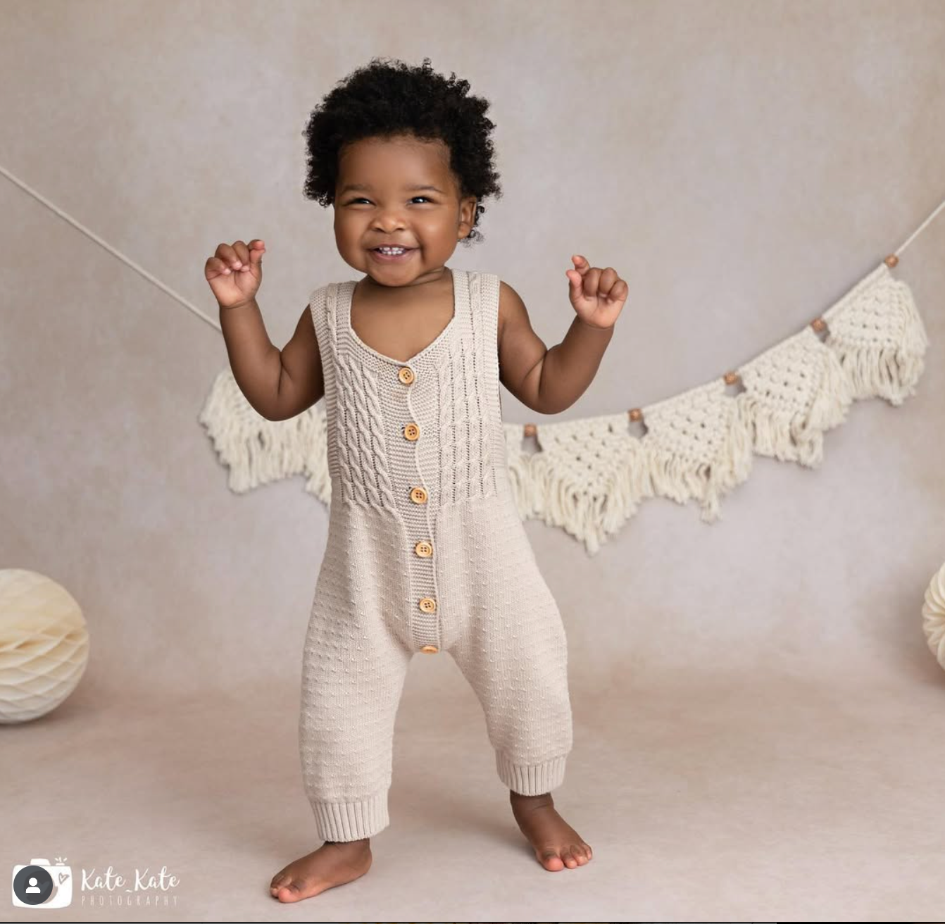 Toddler Knit Romper – Sand Cotton