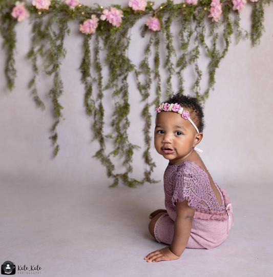 Sitter Set: Lace Romper + Floral Headband