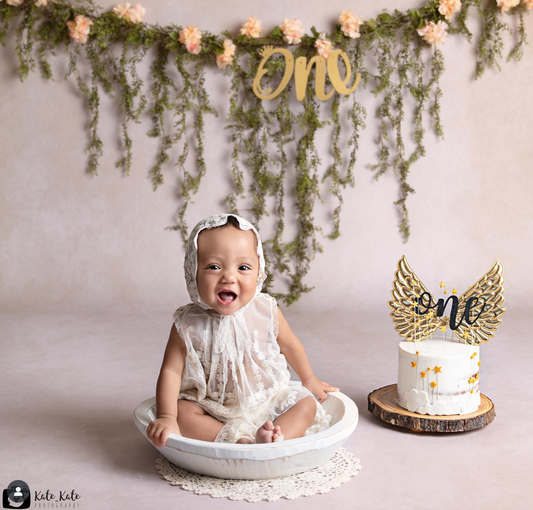 Vintage Lace Dress & Bonnet Set
