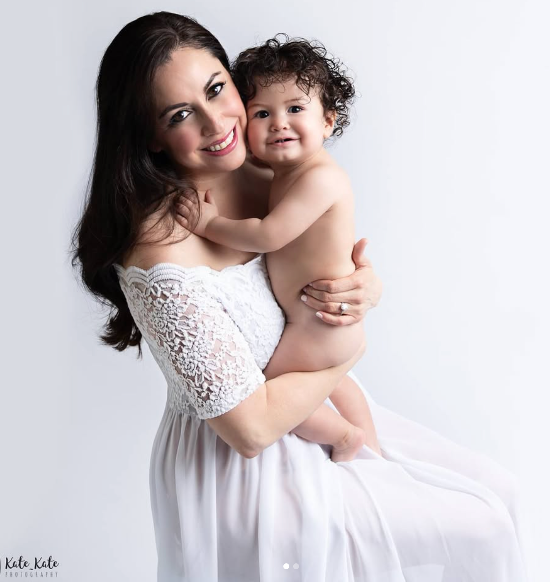 White Lace & Chiffon Maternity Gown